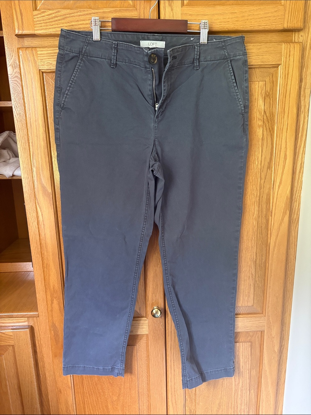 LOFT Slate Blue Cropped Chino Pants